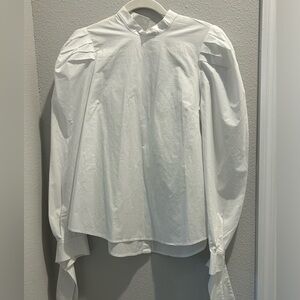 Free people white button down the back with ties on sleeves shirt